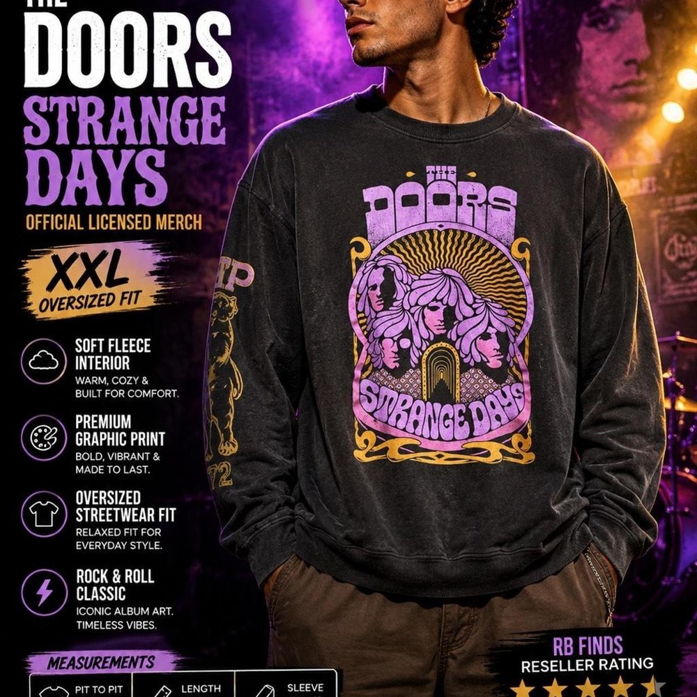 The Doors Strange Days Sweatshirt H&M Black Graphic XXL Oversized Pullover